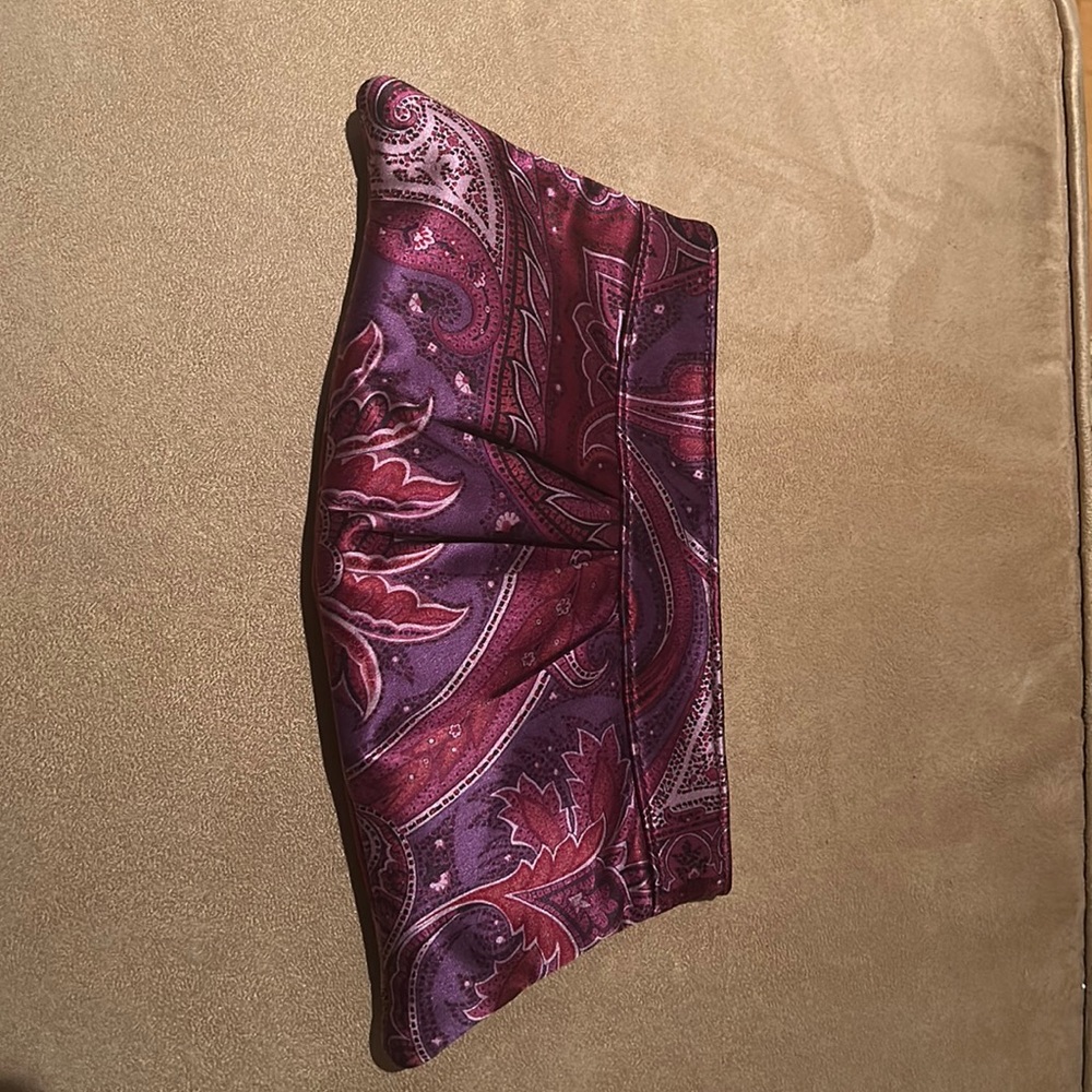 Lauren Merkin purple paisley clutch.